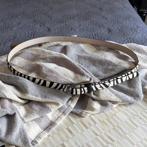 Cabi Classic Zebra Print Slim Leather Belt - Black & White